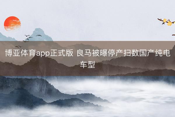 博亚体育app正式版 良马被曝停产扫数国产纯电车型